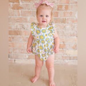 Ollie Jay Floral Ruffle Bubble One Piece Baby Girls Outfit